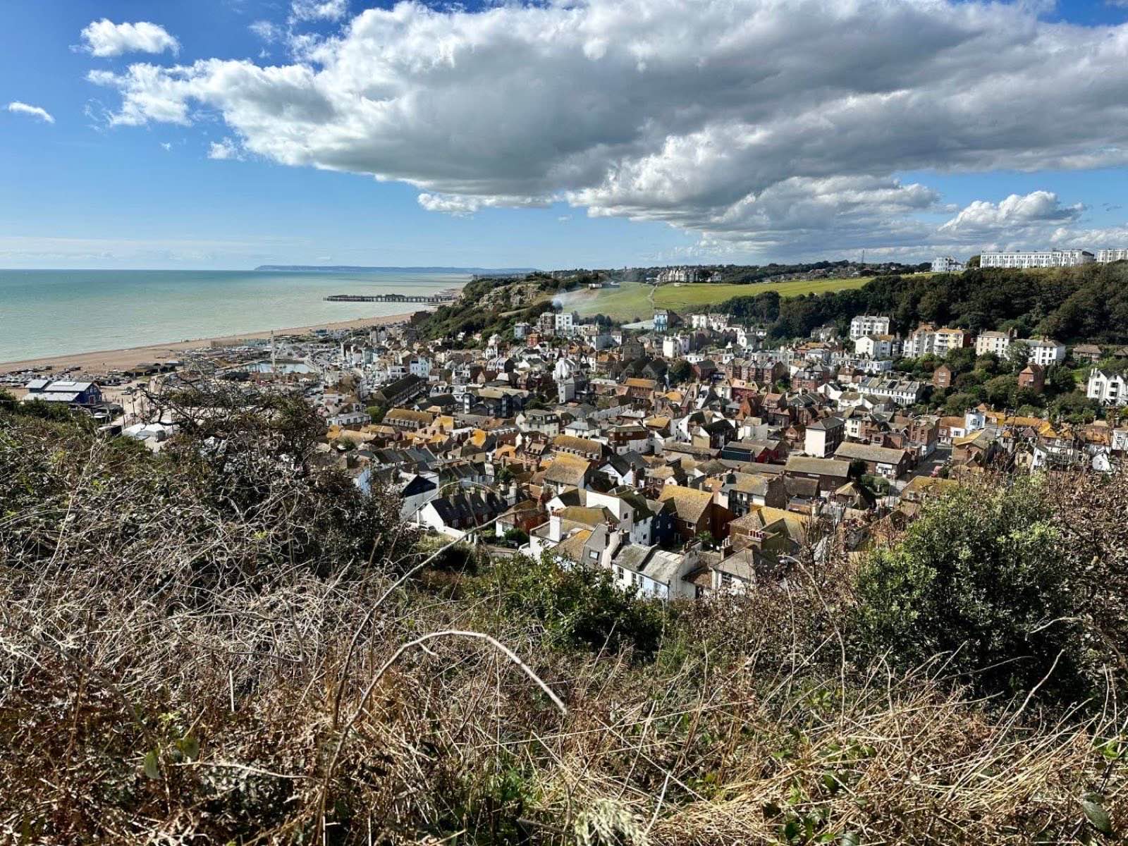 Hastings Old Town and the pier seen from the East Hill